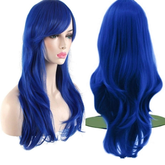 Fun Akstore Fashion Wigs Long Wavy Curly Hair Cosplay Wig & Wig Cap (Blue) - Picture 6 of 7